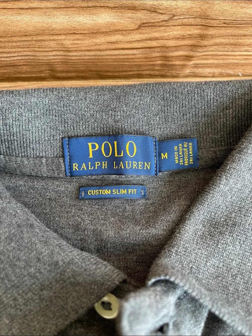Polo Ralph Lauren Mens medium Classic Fit Charcoal Heather Pique Polo Shirt
